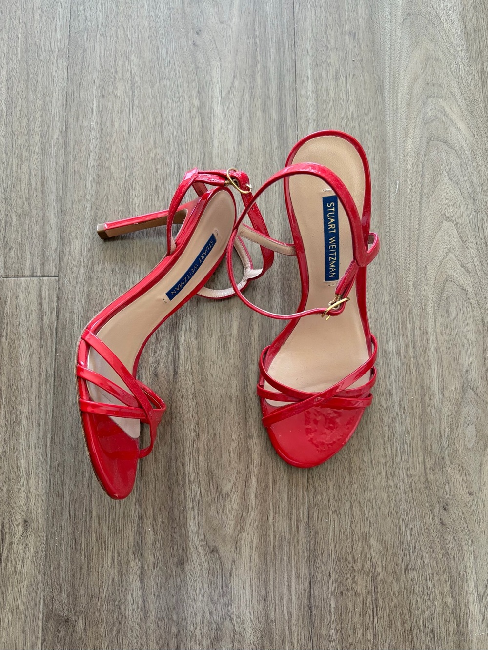 Stuart Weitzman Cherry Red Strappy Heels
